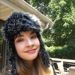 Striped fur winter flap hat